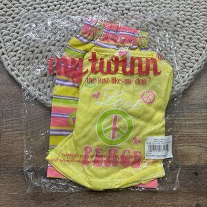 My Twinn Doll Peace Love Pajamas For 23” Dolls NEW in PACKAGE Yellow Pink